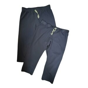 2 pair- Figs Black Track Pants with Light Green Drawstring